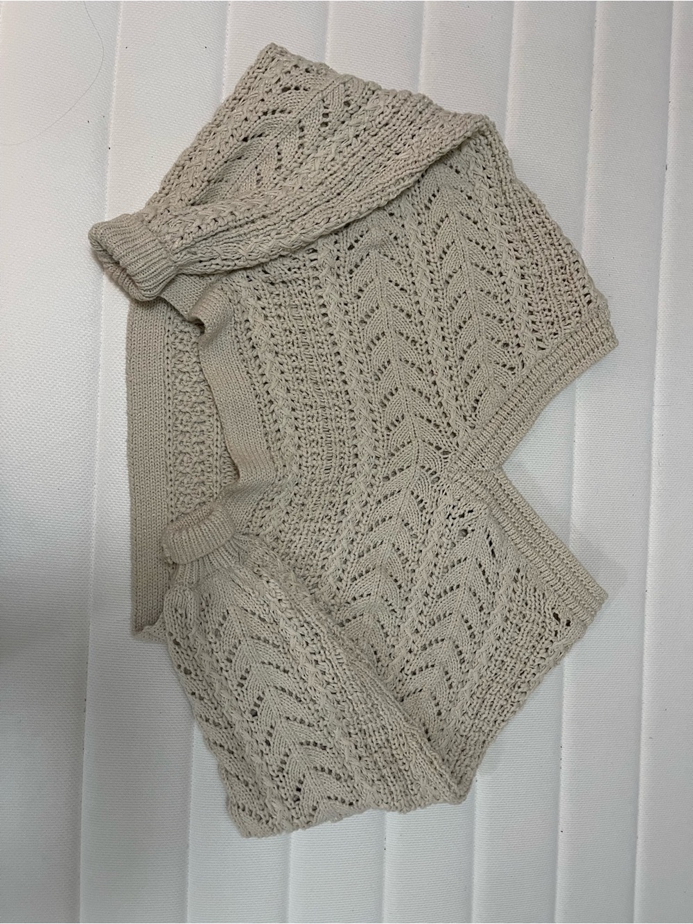White House Black Market Beige Open-Weave Knit Shrug